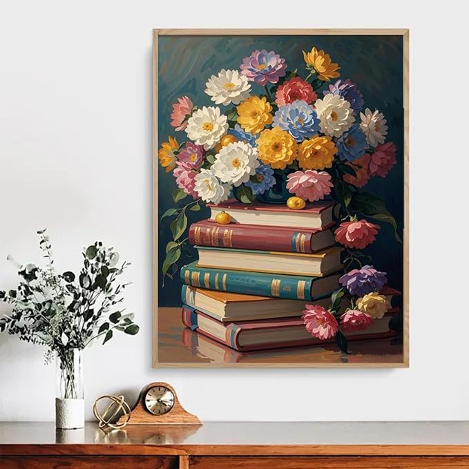 Gamteldot Diamond Art Kits for Adults - 12x16 Inch 5D Full Drill DIY Book Diamond Art Diamond Painting,Book Flowers Diamond Dots Gem Art Crafts for Home Decor and Gift