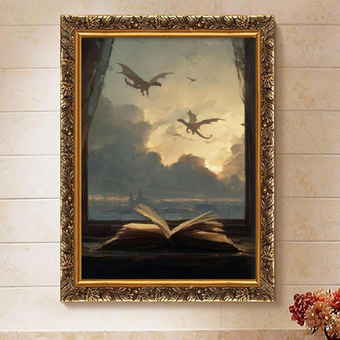 Gothic Book Paint by Numbers Kit for Adults Framed Canvas, Frameworkless