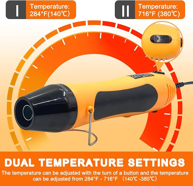 Heat Gun, 350W Mini Heat Gun with Reflector Nozzle Dual Temperature Settings Fast Heat Hot Air Gun Tool for Crafting, Heat Gun for Craft Dryer, 6.56Ft Overload Protection for Drying Paint