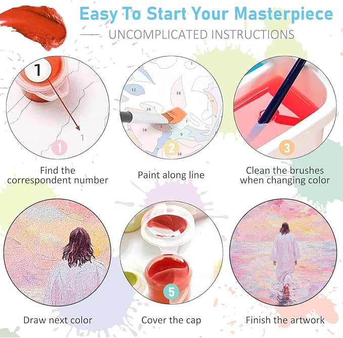 3 Pack Jesus Paint by Numbers Kit for Adults, Color By Numbers for Adults