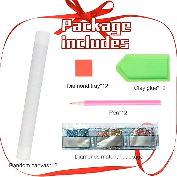 12 PCS DIY Crystal Diamond Art Painting Kit Surprise, Creative Full Rhinestone Diamond Painting Set for Beginners and Craft Lovers, Perfect for Home Decoration, Gifts, and Relaxing Handmade Activities