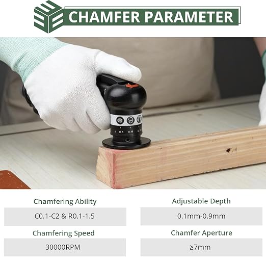 EYPINS Air Chamfer Tool, Mini Pneumatic Chamfering Machine for Metal Wood Steel Brass Acrylic, 45 Degree Arc, 30000 RPM 1/4" Air Deburring Beveling Tool, Pneumatic Roundover Tool with C/R blade, 17PCS