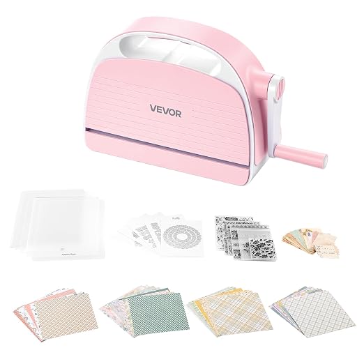 VEVOR Manual Die Cutting and Embossing Machine, 6" Opening, Portable Die Cut Machine Set with Cutting Dies, Embossing Folders, Paper Sheets, Cutting Plates, for Scrapbooking, Card Making, Crafting