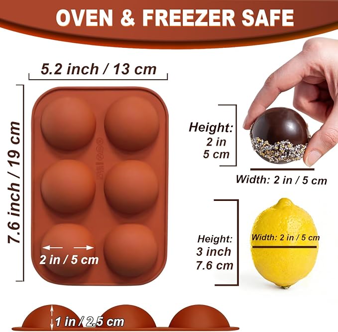 Lerykin 6 Holes Medium Semi Sphere Silicone Molds, 3 Packs Half Sphere Silicone Baking Molds for Making Chocolate, Cake, Jelly, Dome Mousse