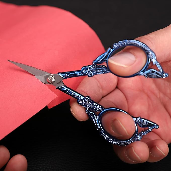 YOUGUOM Embroidery Scissors, Small Sharp Pointed Detail Shears | for Sewing, Crafting, Needlework, Cross Stitch, Yarn, Thread Cutting, 4.6in, Blue, Little Bird DIY Tools