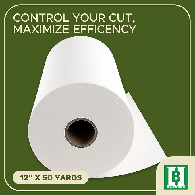 HBI Cut Away Embroidery Stabilizer Roll, 2.5 oz Medium, 12 in x 50 yd | 2.5 oz permanent cutaway backing, knits and stretch fabric, prevents puckering, soft on skin, machine embroidery, USA made