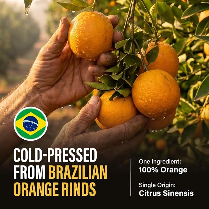 Kukka 100% Pure Sweet Orange Essential Oil for Skin, Diffuser, 4 Fl Oz | Sweet Orange Citrus Oil, Undiluted Brazilian, Non-GMO, GC/MS Tested - for Diffuser, Aromatherapy, Body, Massage