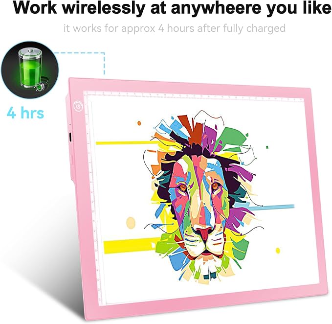Rechargeable Tracing Light Box, LED Drawing Board for Kids Birthday Gift | Battery Powered Light Pad Copy Table for Stenciling, Sketching, Diamond Art Painting, Toys for Girls Boys Ages 3 4 5 6 7 8-12