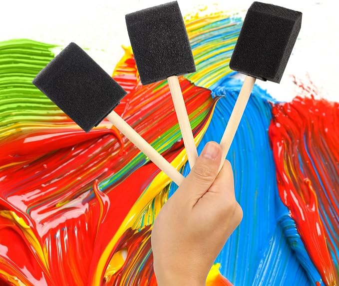 20 Pcs Foam Paint Brushes, 2 Inch Wood Handle Sponge Brushes for Painting, Foam Brushes for Staining, Varnishes, and DIY Craft Projects