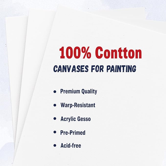 4pk 6x8 Stretched White Blank Canvas - Primed,100% Cotton,Profile of Super Value Pack for Acrylics,Oils & Other Painting