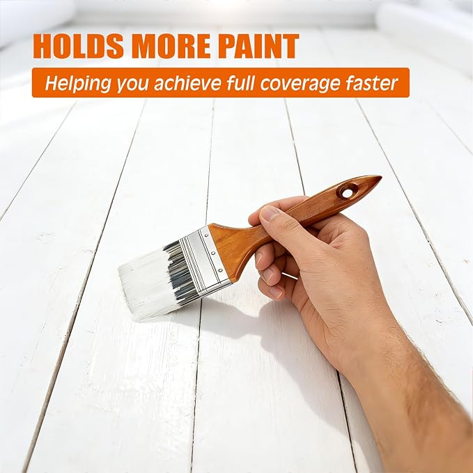 Great Andrew Paint Brushes 2 Inch, Wood Handle, 6 Pack
