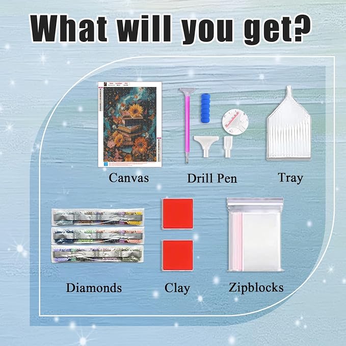 Amaieuin Books Diamond Art Kits for Adults Beginners,Sunflowers Diamond Painting for Adults Beginner,DIY Full Drill Round 5D Diamond Paintings Crafts for Home Wall Decor and Gifts 12x16in