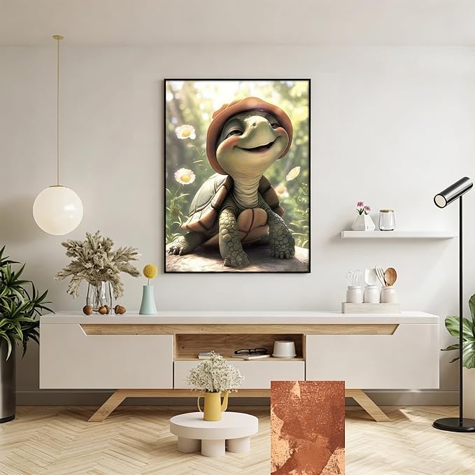 5D Cute Smiling Turtle Diamond Art kits for Adults Beginners 12x16in | Diamond Painting Kit DIY Full Round Drill Paint by Diamonds Dot Gem Art for Adult, Home Wall Decor