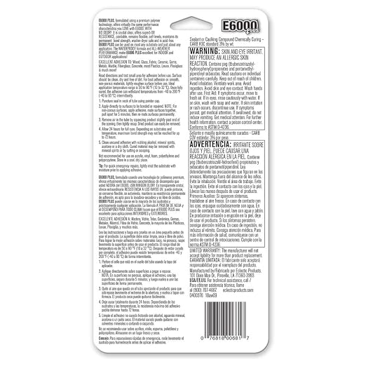 E6000 Eclectic 570110, Clear 0.9 Fl Oz E6000+Plus Multipurpose Adhesive