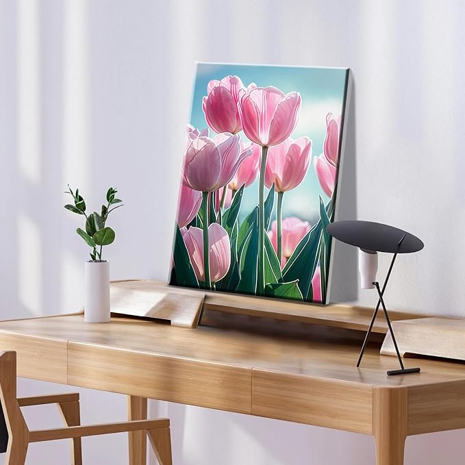 ATDMS Flowers Paint by Numbers Kit for Adults with Frame, 7.87x11.81 Inch