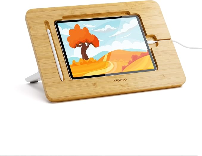 AFOOYO Wooden Tablet Drawing Stand - Portable & Adjustable 5 Angles for Laptop,Laptop Stand Riser,Compatible with 12.9/13 inch iPad Pro(3rd-6th Gen)