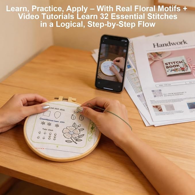 Embroidery Stitch Book Kit for Beginners & Adults ,33 Essential Stitches