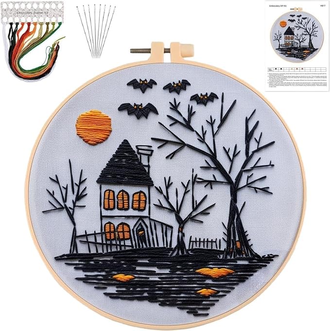 Halloween Embroidery Kits for Beginners, DIY Embroidery Kits for Adults