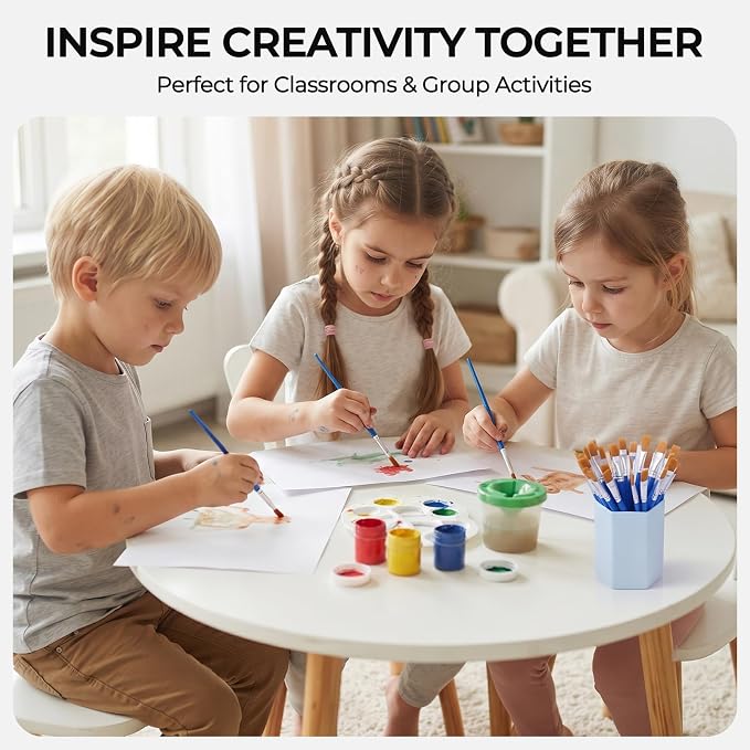 Smallbudi 168 PCS Small Paint Brushes Bulk, Flat Tip Acrylic Paint Brushes