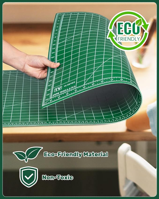 Self Healing Cutting Mat, 23" x 35", Large Double-Sided Rotary Cutting Mat for Sewing, Quilting, Scrapbooking, Fabric & Craft Cutting Board, (A1), Green