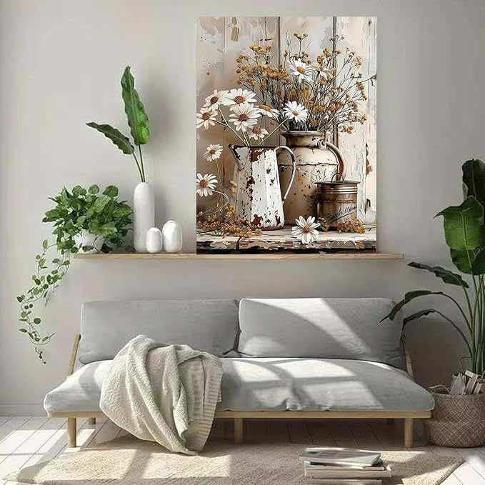 WUDWL Flower Paint by Numbers Kit for Adults,Color By Numbers for Adults | Flower Landscape Decor Painting by Number On Canvas, Paint Number Artist Funny Without Frame DIY, Home Wall Decor, 12x16in