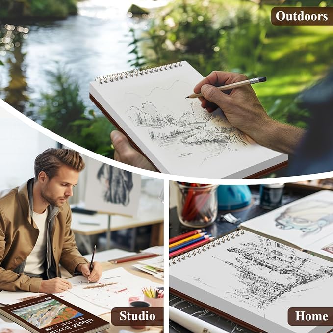 MOFUNY Mixed Media Sketchbook 9x12, Drawing Paper Pad 60 Sheets_98lb/160gsm | Mixed Media Paper Sketch Pad_Top Spiral-Bound Sketch Book, Watercolor Paper Pad for Artists, Painting, Drawing & Art Supplies