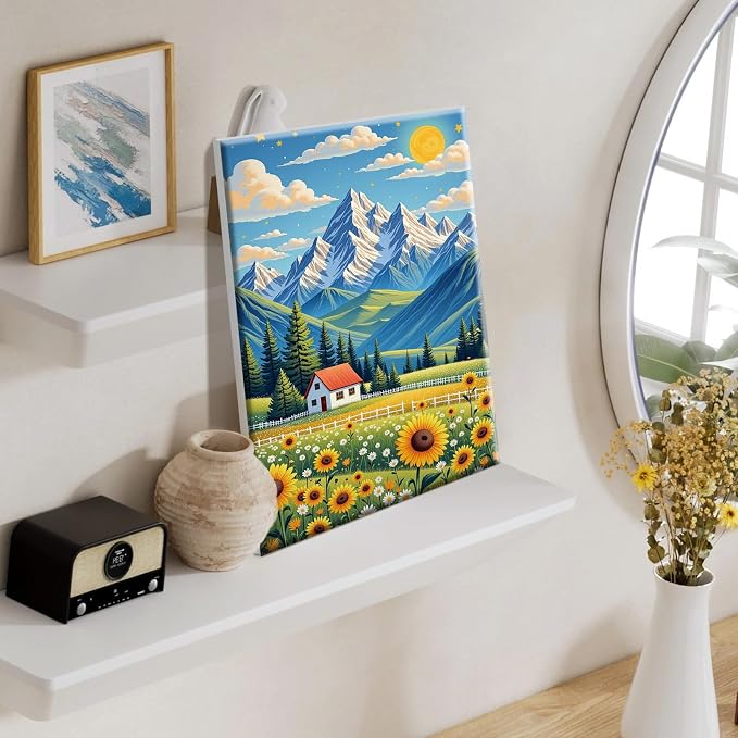 SparkGlow Framed Paint by Numbers Kit for Adults Landscape, 8×12 Inch | Mountain Painting by Numbers, Premium Materials, Number Painting for Gift, Home Decoration, Relaxing and Joyful