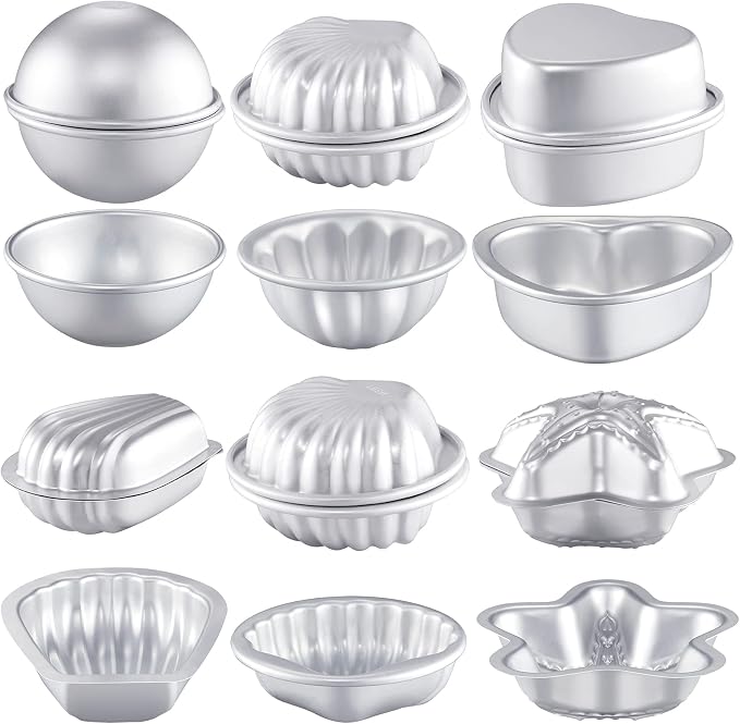 Patelai 12 Pcs Bath Bomb Molds 6 Shapes Metal DIY Bath Bomb Making Crafts