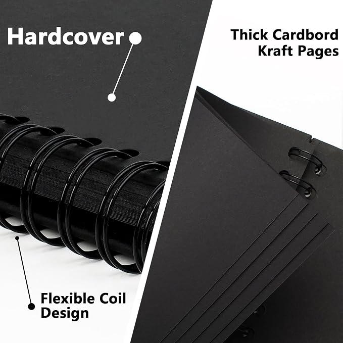 Scrapbook Photo Album DIY 10x10 Inch Thick Kraft 40 Pages Black