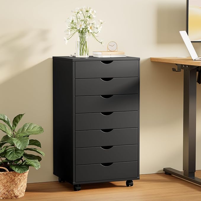 Sweetcrispy 7 Drawer Wooden Dresser, Storage Cabinets, Room Organization