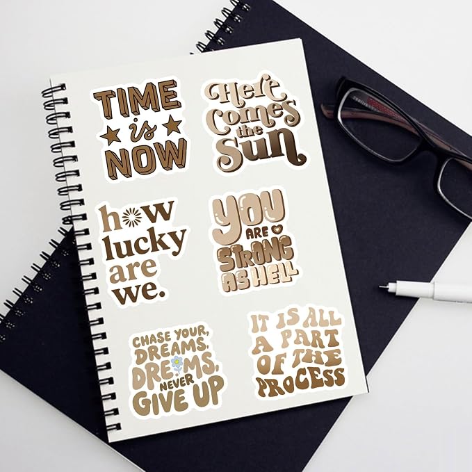 50PCS Brown Emotional Support Inspirational Stickers