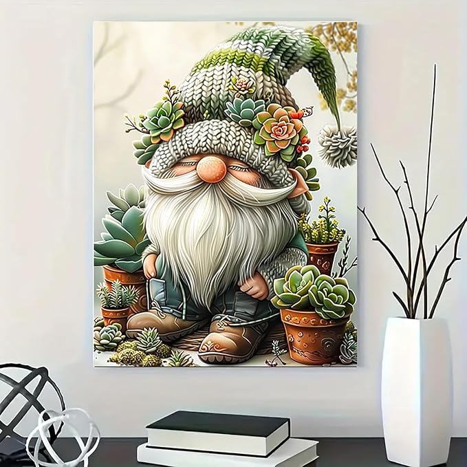 BYGFHLYW Easy Gnome Paint by Numbers Kit for Adults Beginner 16x20 in | Adult Paint by Number Kits on Canvas, DIY Painting with Numbers, Acrylic Oil Paints by Number Kits for Wall Decor