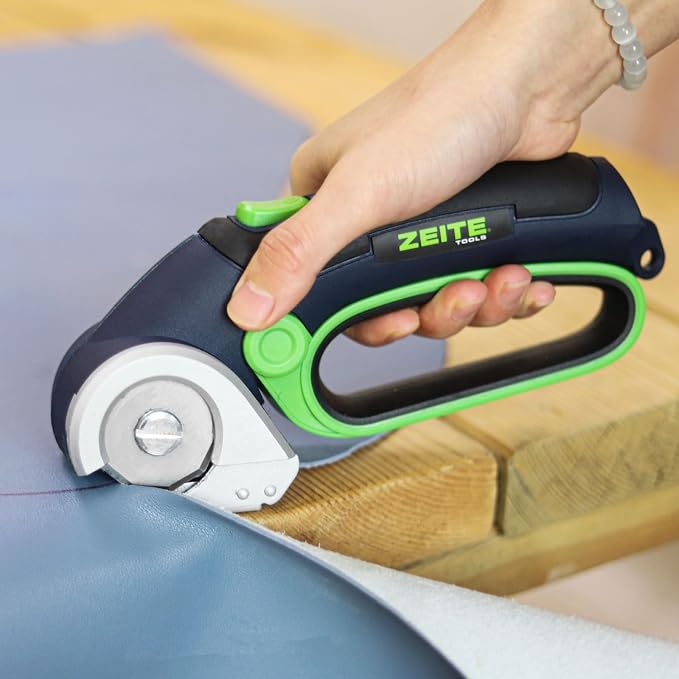 ZEITE 4V Cordless Electric Scissors,Cardboard Cutter with 2 Blades,Storage Box,USB Charging Cable,Power Rotary Cutter,Max Cutting 1/4",for Cardboard Box,Thin Carpet & Plastic, Easy to Hold and Safe