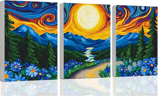 3 Piece Paint by Numbers Kit for Kids Easy Kid Paint by Number Kits Ages 8-12 Forest DIY Painting Kits for Kids Age 4-8 Beginner Paint by Number Canvas with Frame Children Color by Numbers Kit 8x12 In