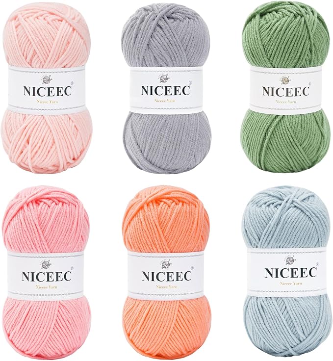 NICEEC 300g Soft Assorted Colors Yarn 100% Acrylic 870yds -Series 10