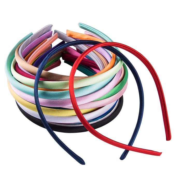 Duufin 30 Pieces Satin Headbands for Girls 1cm/0.39 inch Girls Headbands
