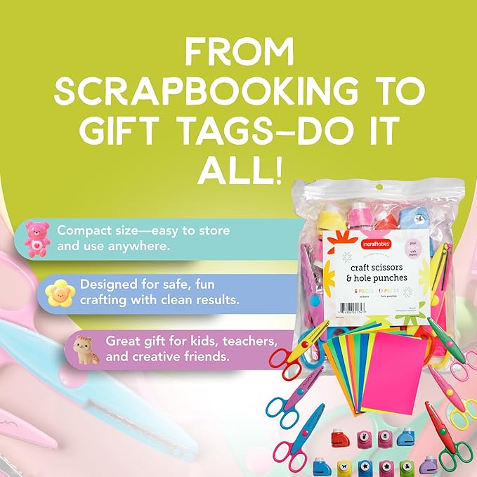 Craft Scissors Set – 26 Pcs, Paper Hole Punch & Decorative Cutting Edges