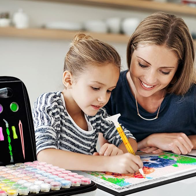 LitEnergy 9”x12” LED Light Pad Kits, USB Powered Light Board, Adjustable Brightness Light Box with 108 Slots Jars and Accessories for Diamond Art Painting (Black)