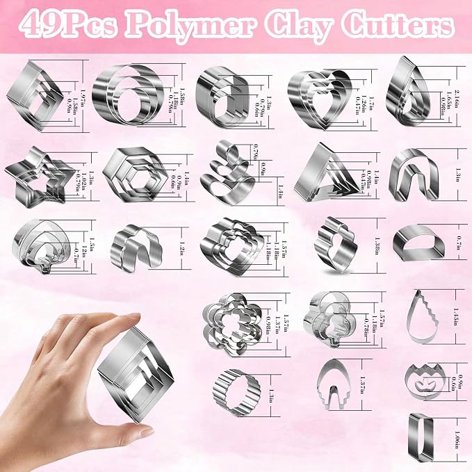 Fesorsi 782 Pcs Clay Earring Making Kit, 49 Polymer Clay Molds Stainless Steel, Polymer Clay Tools with 8 Circle Cutters, 1 Clay Letter Stamps and 710 Pcs Earring Accessories for DIY Jewelry