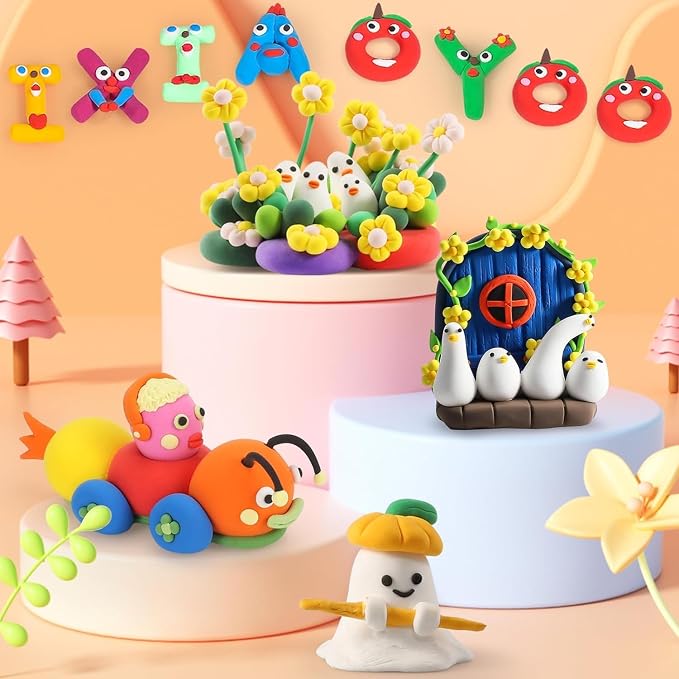 Ixiaoyoo Air Dry Clay, 64 Colors Foam Modeling Clay for School Projects