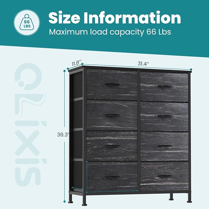 OLIXIS 8 Drawer Storage Dresser for Bedroom, Closet Organizers Units
