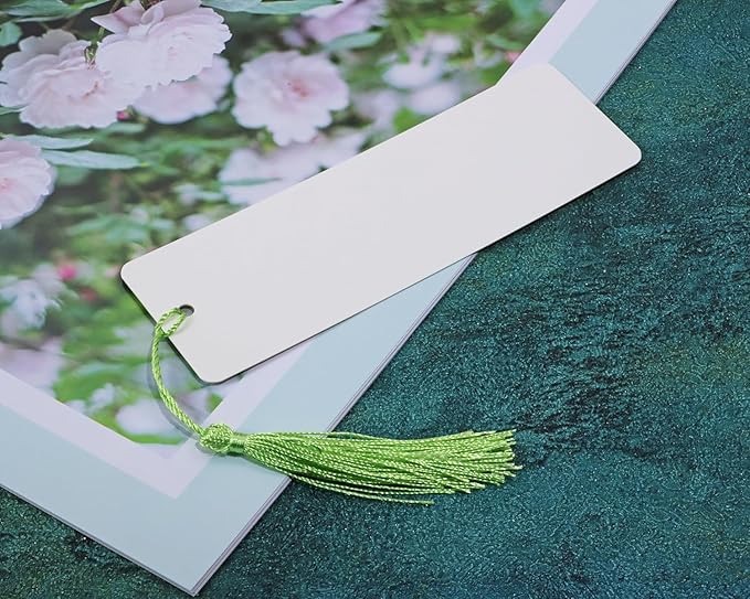 Kraft Paper Book Page Marks 25Pcs Unfinished Blank Craft Cardstock Page Marker with 25Pcs Colorful Silky Tassel for Christmas Gift Stocking Stuffer Present Tags and DIY Projects (White)