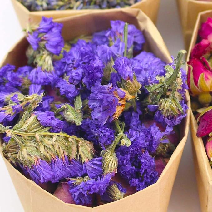 9 Bags Set Dried Flowers - Candle Making Soap Making DIY Candel Natural Flowers-,Lily,Don't Forget Me,Lavender,Mint Leaf,Rose Petal, Red Rose,Globe Amaranth,Chrysanthemum.