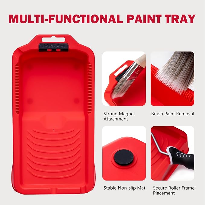 Mister Rui 4 Inch Mini Paint Roller Kit 12-Pc with Tray, Liners & Brush