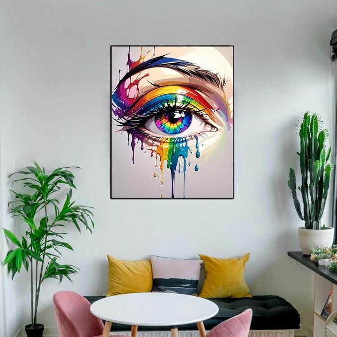 ldazao Colorful Eye Paint By Numbers Kit for Adults DIY Color Adult Paint By Number Kits Acrylic Canvas Painting Kit for Beginner Oil Painting Kits for Gift Home Wall Decor 16x20 Inch