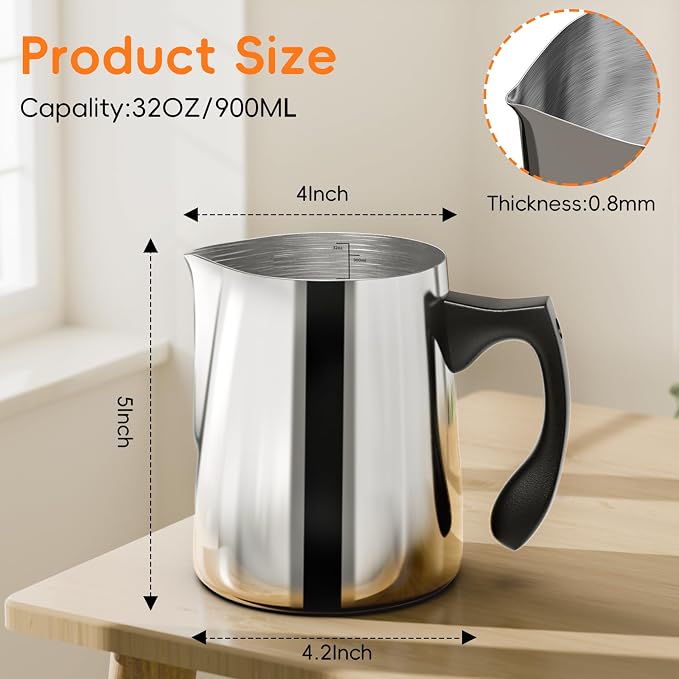 Candle Making Pouring Pot, 32oz Stainless Steel Wax Melting Pot | Double Boiler Candle Making Pitcher, Wax Pouring Pot with Heat-Resistant Handle and Dripless Pouring Spout Design
