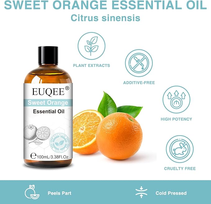 EUQEE 100ml Sweet Orange Essential Oil for Spray 3.38 Fl Oz