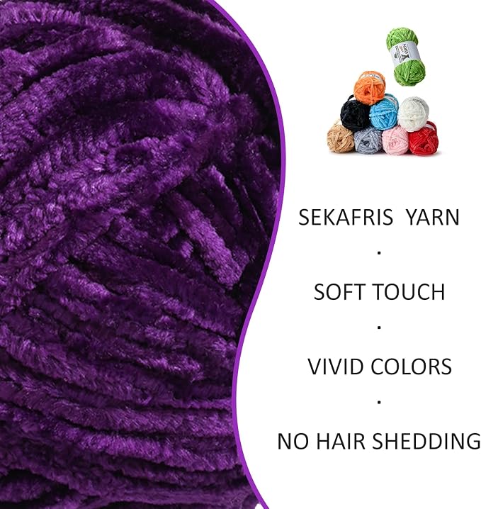 Chenille Crochet Violets Yarn 1 Pack