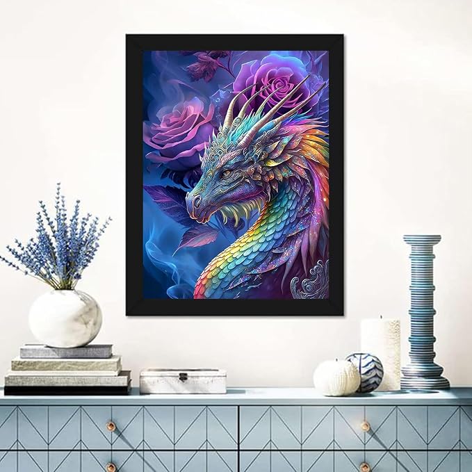 Diamond Art Kits for Adults Dragon Rose Diamond Painting Kit 12x16in