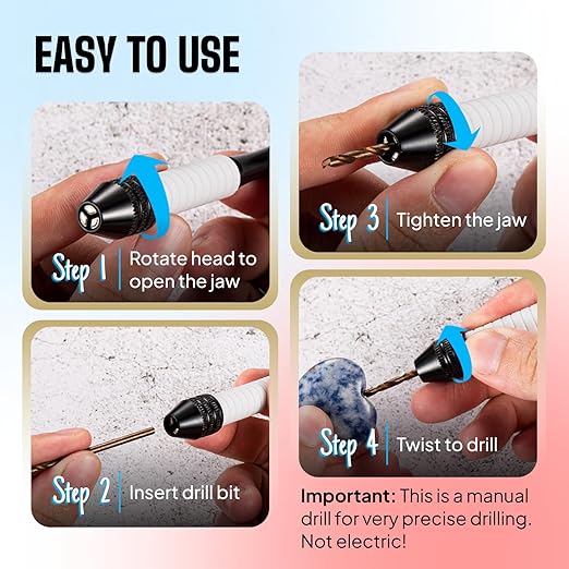Micro Drill Bits Set with Pin Vise Hand Drill Manual, Jewelry Drill Kit